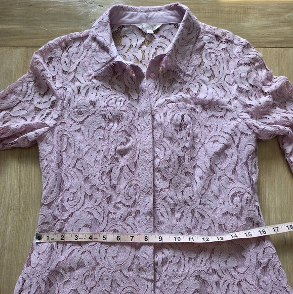 NWOT Nanette Lepore Lilac Lace Long Sleeve Shirt Dress – Size 10 - Picture 7 of 12